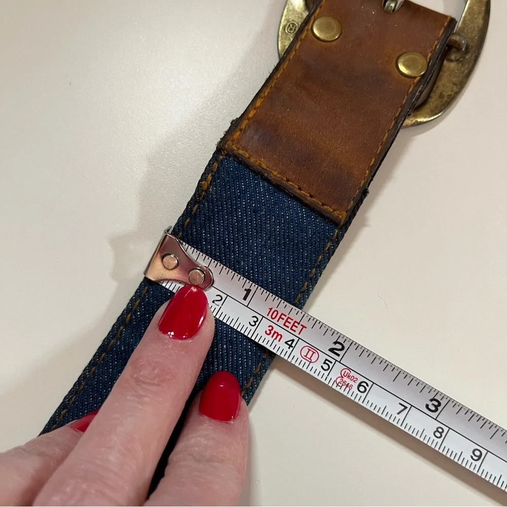 Vintage 1970 Hickok mod floral tooled Leather Denim Western Belt Festival sz 30